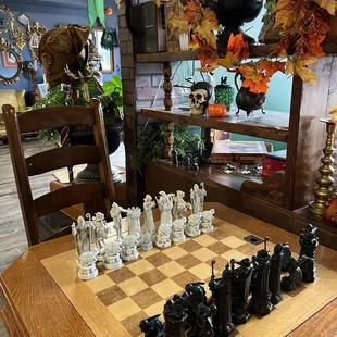a chess board with chess pieces on it