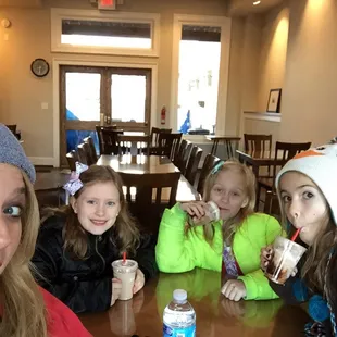 With our kiddie frozen hot chocolates!