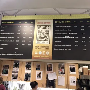 the menu and prices