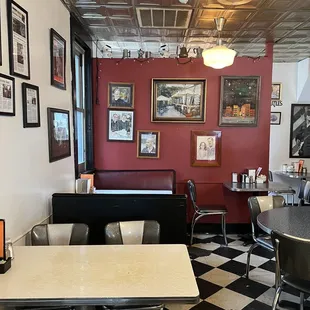 a black and white checkered floor