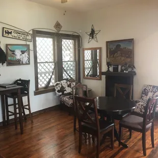 a dining room and living room