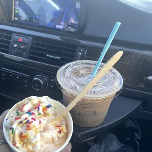 Vanilla ice cream & Date Night iced latte