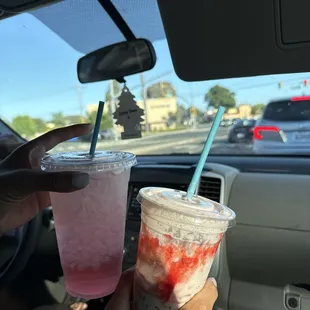 Pink princess and strawberry matcha latte