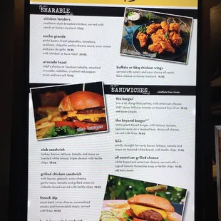 the menu for the coffee shop