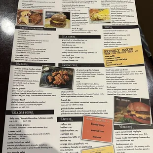 Breakfast and lunch menu