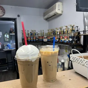 Iced White Chocolate Oat Latte and Iced Oat Latte