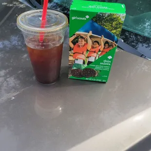 Iced Americana and some girl scout cookies