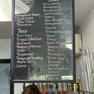 Smoothie and Italian soda menu
