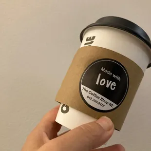 "Made with love" coffee sleeve. Adorable!