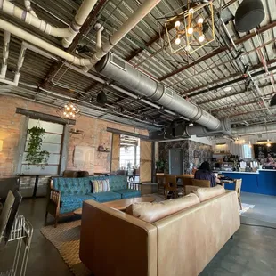 Industrial, bohemian vibe is calming and cozy