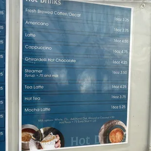 The usual : hot drinks ! Milk options available.