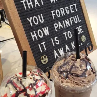 Choclate covered Strawberry and Choclate temptation latte. (Valentines specials)