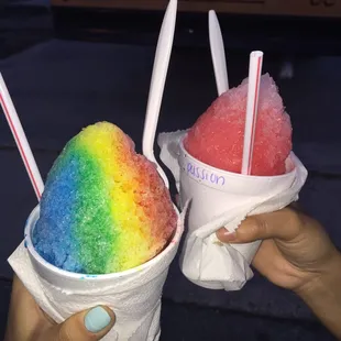 rainbow and passion fruit snoballs
