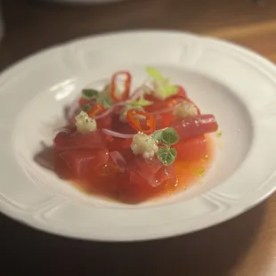 Tuna and watermelon tartar