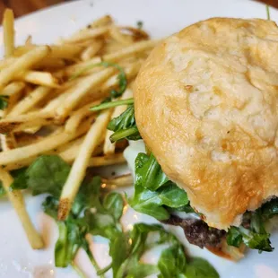 Burger and fries (gluten free bun)