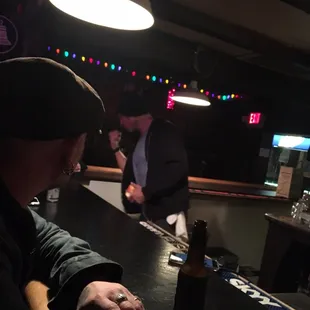 Sunday night. Gearing up for music. Cool small room and friendly bartender.