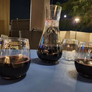 three glasses of wine on a table