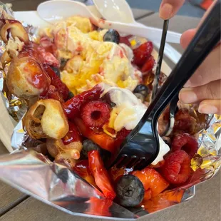 Whipped and Berries Bubble Waffle