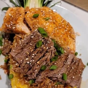 Salmon &amp; Steak Pineapple Bowl