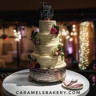 a wedding cake on a table