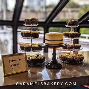 a display of cupcakes