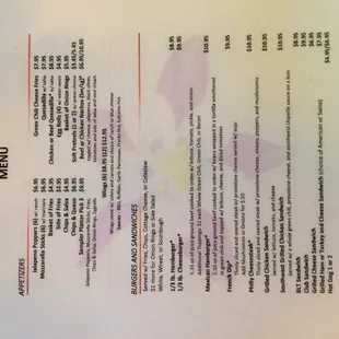 the menu