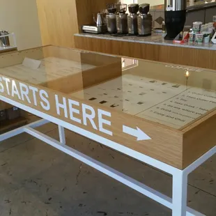 Looking for the menu? Look inside the glassed in table.