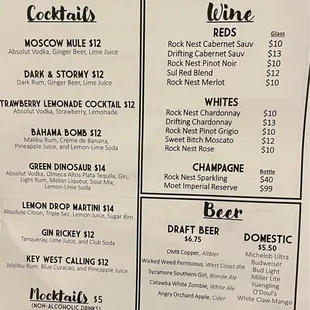 Drink menu