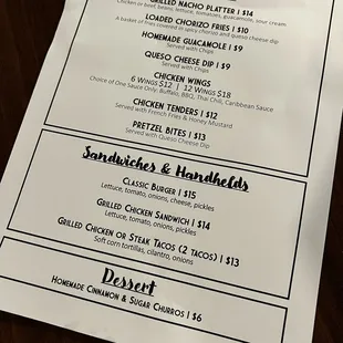 Cocktail menu