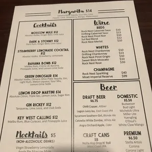 Menu April 2022 Comedy Zone