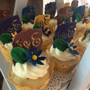a display of cupcakes