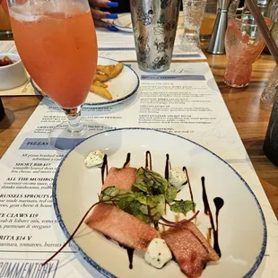 Berry Margaita  and Grilled Watermelon salad