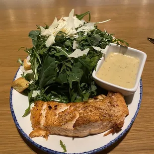 Kale Cesar with salmon