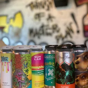 a variety of cans