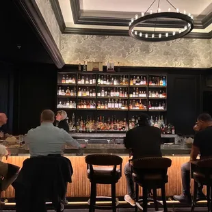 a group of people sitting at a bar