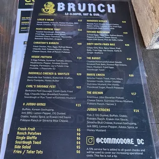 Brunch menu