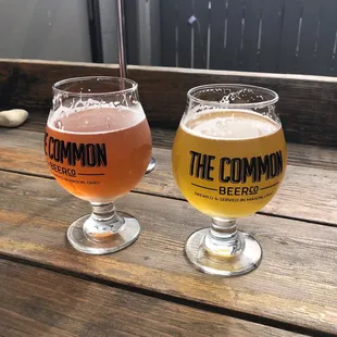 Beer on patio. Kolsch beer is light, fresh and tasty.
