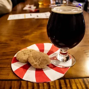 Seasonal Son of a Nutcracker served with a snickerdoodle cookie