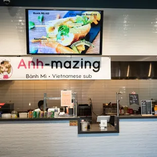 a television above the counter
