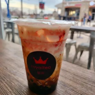 Strawberry brown sugar milk tea