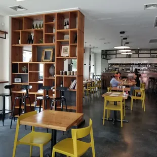 tables and chairs in a restaurant