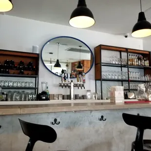 a bar with bar stools