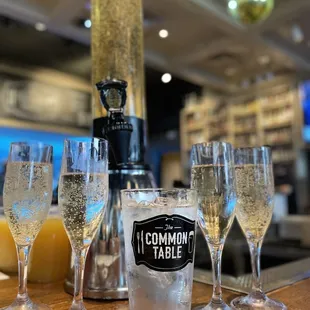our glasses of champagne