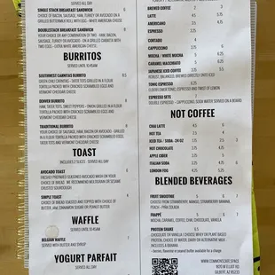 Front of menu