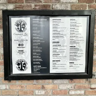 Menu as of November 2023