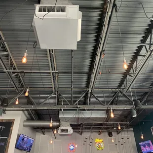 the ceiling of the restaurant