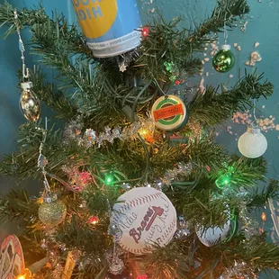 a christmas tree decorated with ornaments