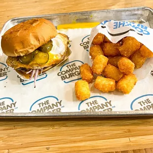 The Single with a fried egg and Tater Tots