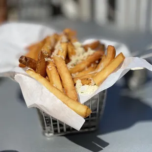 a basket of french fries