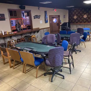 Poker tables in back